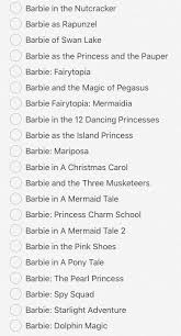 Disney continues to release new movies with princesses every now and then. List Of The Best Barbie Movies I D Show My Niece Barbie Movies Barbie Movies List Disney Princess Movies List