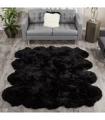 black extra large sheepskin rug octo