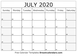 Printable July 2020 Calendar Ko Fi Where Creators Get