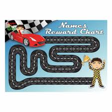 A3 Customisable Racing Car Reward Chart With Customisable Matching 25mm Stickers