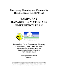 Tampa Bay Hazardous Materials Emergency Plan Emergency