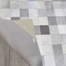 mixed gray patchwork cowhide rug