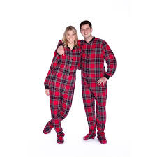Ladys Parallel Import Goods Big Feet Pjs Red Black Plaid Cotton Flannel Adult Footie Footed Paja For Disney Disney Pajamas House Coat Night