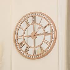Rose Gold Mirrored Skeleton Wall Clock