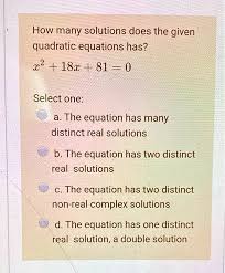 Given Quadratic Equation