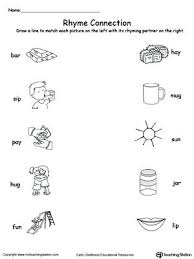 Kindergarten Ending Connect Rhyming Pictures With Words Ending In Or