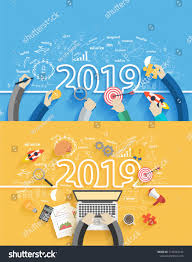 2019 New Year Business Success Creative Drawing Charts And
