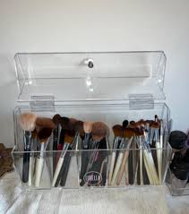 makeup brush holder clear crystal