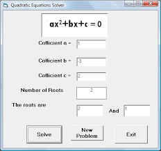 equation solver created with visual basic
