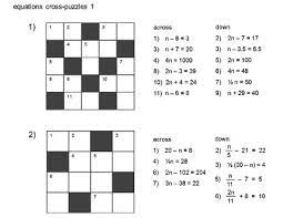 Linear Equations Cross Puzzles Linear