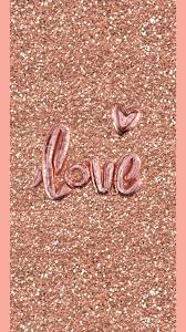 love glittery heart rosegold hd
