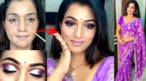 indian wedding guest makeup with saree