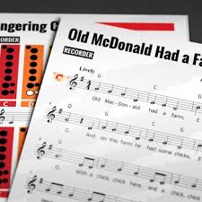 Recorder Sheet Music Old Mcdonald Had A Farm With Fingering Chart