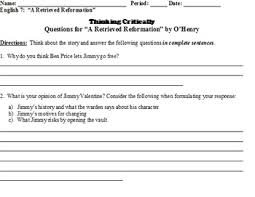 Retrieved Reformation By Ohenry Worksheets Teaching