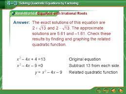 Lesson 03 Quadratic Functions Solving
