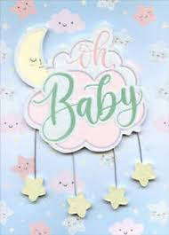 Details About Oh Baby Moon Clouds Stars Tip On 3d Glitter New Baby Congratulations Card