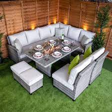 Outdoor Rattan Fire Pit Dining Sets