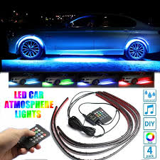 4pcs Multicolor Car Led Strip Light Rgb Led Under Car Decorative Car Lights Wireless Ir Remote Control Waterproof Car Interior Outside Atmosphere Music Underglow Lighting With Remote Kit Wish