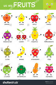Kids Basic Fruits Chart Kindergarten Preschool Stock Vector