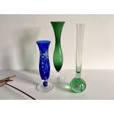 Vintage Coloured Glass And Crystal Vases