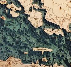 Lake Winnipesaukee Wood Carved Topographic Depth Chart Map