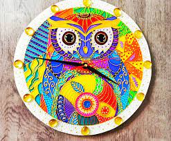 Owl Wall Clock Hanging Decor Rainbow