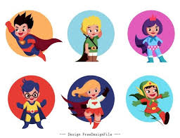 super kids icons cute cartoon