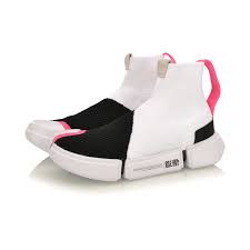 Female Basketball Culture Shoes Standard Black Standard White Fluorescent Pink