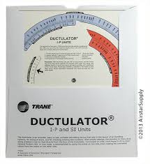 Trane Ductulator Duct Sizing Calculator Slide Chart Graph