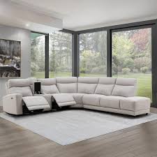 Leather Gray Sectional Power Reclining