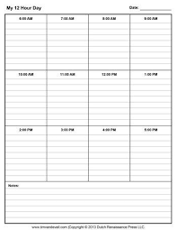 12 Hr Daily Schedule Template Tims Printables Daily