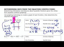 Info From Vertex Form Equation