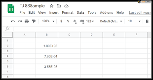 scientific notation in google sheets