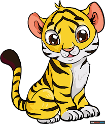 how to draw a baby tiger really easy