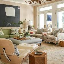 Green Mediterranean Style Living Room