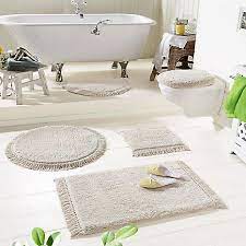 organic cotton fringed bath mat