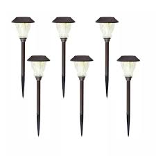 Find all cheap solar lights outdoor clearance at dealsplus. Hampton Bay Solar Bronze Outdoor Integrated Led 3000k 10 Lumens Landscape Path Light With Crackle Glass 6 Pack Nxt296p 100 The Home Depot
