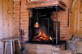 Wood Fire Old Style Wooden Log Cabin