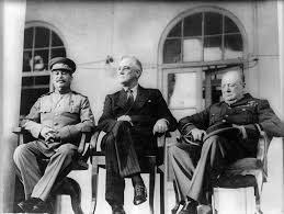 as long as stalin was running the soviet union a cold war was english from left to right joseph stalin franklin d roosevelt and