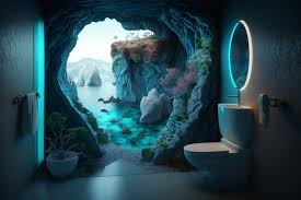 Generative Ai Of A Bathroom In A Cave