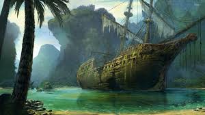 pirate ship wreck wallpaper fantasy