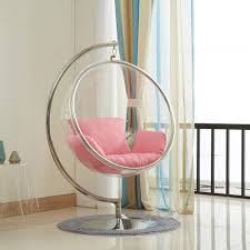 Dining room swings are the trend we never expected. Bubble Chair Replica With A Pink Seat With Stand For Bedroom Hanging Chairs