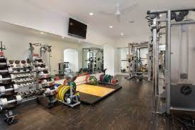 75 beautiful home gym with vinyl floors