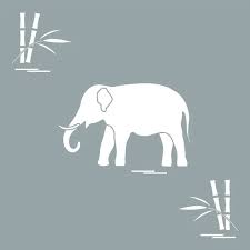 Stylized Icon Of Elephant And Bamboo
