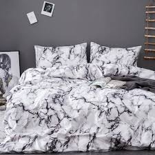 urijk printed marble bedding set white