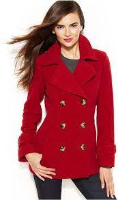 195 Red Pea Coat Classic And Stylish