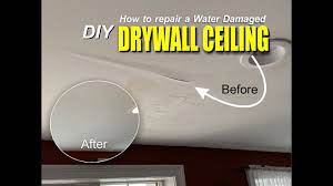 water damaged drywall ceiling repair