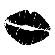 black vector image of lip print