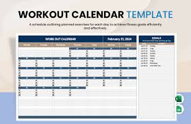 workout calendar template in ms excel