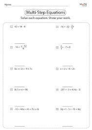 Multi Step Equations Worksheets Math